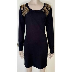 Say What? Gold Studded Shoulder Dress